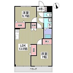 メゾンドワールド2 2DKの間取図画像