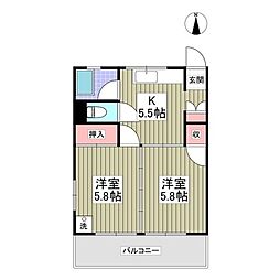 フタバハイツ 1Kの間取図画像