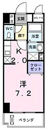 カーサヴェンティ 1Kの間取図画像