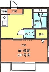 ピュアハイム・KAZU 1Kの間取図画像