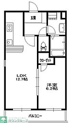 Hilltop2023 1LDKの間取図画像