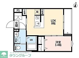 ノワール与野本町(ノワールヨノホンマチ) 1LDKの間取図画像