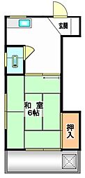 良美荘 1Kの間取図画像