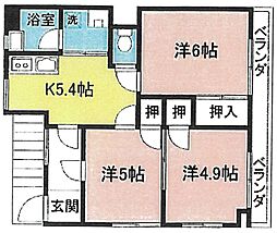 サン晴見コーポ 3DKの間取図画像