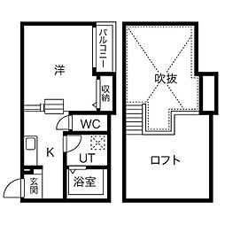 Creo庄内通参番館 1SKの間取図画像