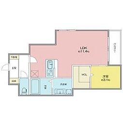 パトリア高畑 1LDKの間取図画像