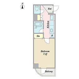 プロシード太閤通 1Kの間取図画像