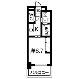 リシュドール伝馬 1Kの間取図画像