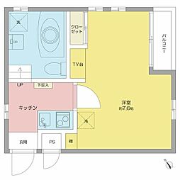 パークサイド神宮 1Kの間取図画像