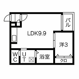 ステラ三吉町 1LDKの間取図画像
