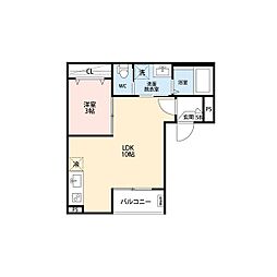 GRANDBLUEHOSHIMIYA1 1LDKの間取図画像