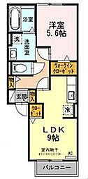 ヴィラ小曲輪 1LDKの間取図画像