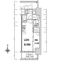 S-RESIDENCE亀島駅前ascent 1LDKの間取図画像