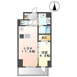 Cielde金山 1LDKの間取図画像