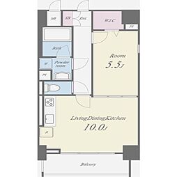 ハピネス 1LDKの間取図画像