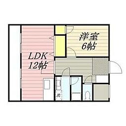 エクスクリエ上脇 1LDKの間取図画像