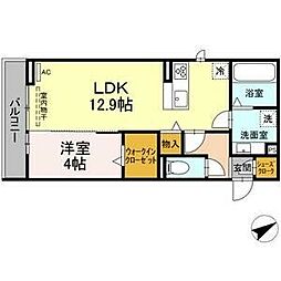 クラージュ 1LDKの間取図画像