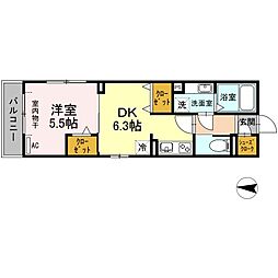 ボヌール御器所 1DKの間取図画像
