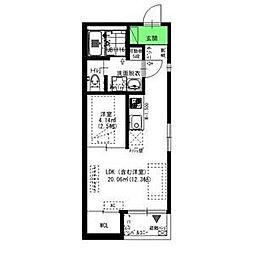 グランレーヴ伝馬 1LDKの間取図画像