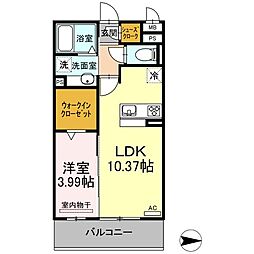 サンライフ黄金 1LDKの間取図画像