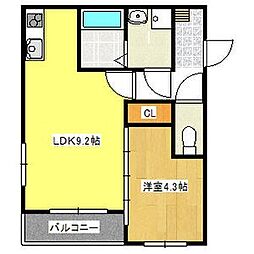 MOVE桜本町SOUTH 1LDKの間取図画像
