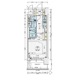 エステムコート名古屋栄プレシャス 1Kの間取図画像