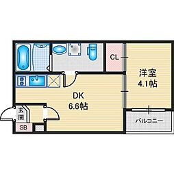 ハーモニーテラス高道町3 1DKの間取図画像