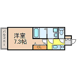 プロープル 1Kの間取図画像