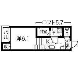 ハーモニーテラス鶴田2 1SKの間取図画像