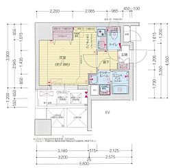 プレサンス鶴舞パークグラッド ワンルームの間取図画像