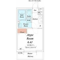 リブリ・千成 1Kの間取図画像