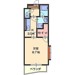 ハーモニー星崎 1Kの間取図画像