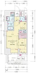 プレサンス鶴舞パークグラッド 1LDKの間取図画像