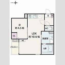 Jack gobanI 1LDKの間取図画像