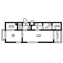 G.ミズホ 1LDKの間取図画像