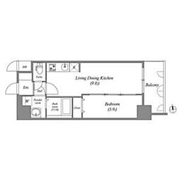 名古屋市中村区名駅5丁目マンション 1LDKの間取図画像