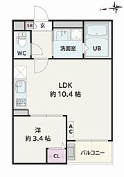 Jack kitauchiI 1LDKの間取図画像