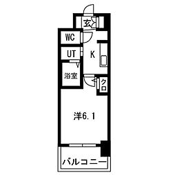 エステムコート名古屋栄プレシャス 1Kの間取図画像