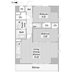 Arcus金山 2LDKの間取図画像