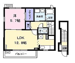 カーサコロレ 1LDKの間取図画像