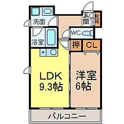 ロータス亀島 1LDKの間取図画像