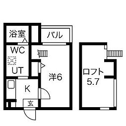 アペラシオン 1Kの間取図画像