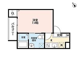 エスポワール露橋 1Kの間取図画像