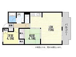 上高丸コーポラス 2LDKの間取図画像