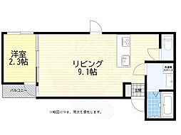 コティ樽屋町 1LDKの間取図画像