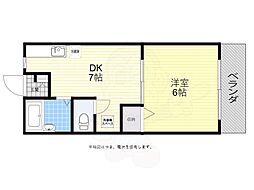 シティハイムアンシャンテ 1DKの間取図画像