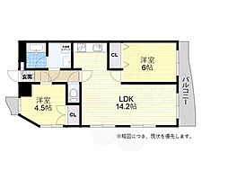 クレドール西明石 2LDKの間取図画像