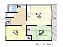 メイゾーン霞ケ丘F棟 2LDKの間取図画像
