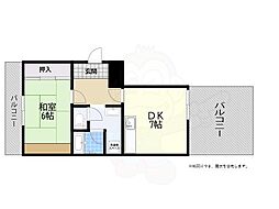 第2松下マンション 1DKの間取図画像