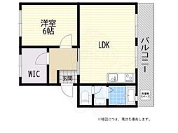 名谷2団地13号棟 1SLDKの間取図画像